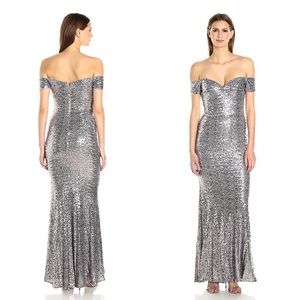 NWT - Badgley Mischka Sequin Off-The-Shoulder Gown